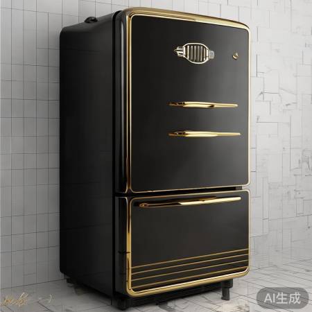复古金色冰箱,怀旧复古风