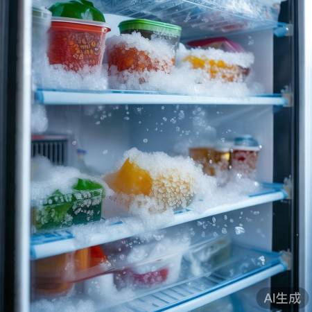 冰箱食物放太满，结冰问题。
