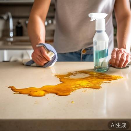 “用洗洁精轻擦顽固油渍”